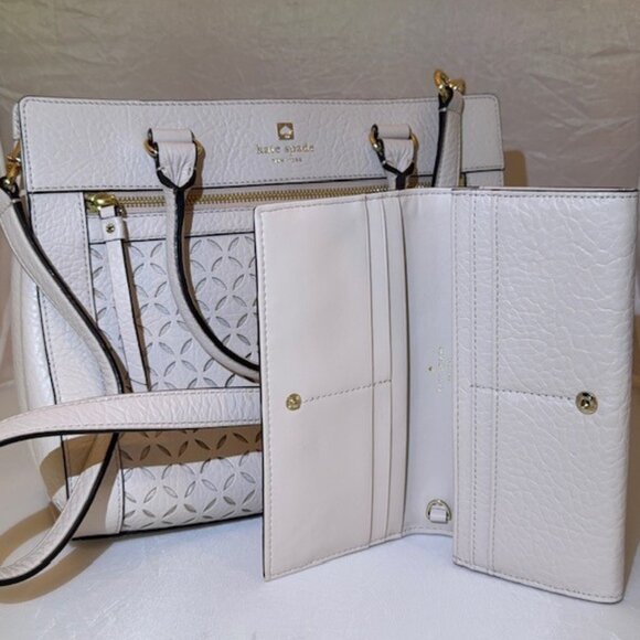 Kate Spade Cream Satchel & Crossbody with Lattice Cutouts w/wallet - Picture 4 of 4